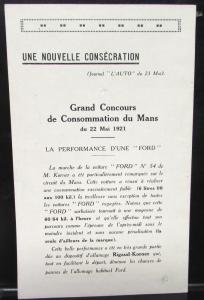 Original 1921 Ford Foreign Dealer Magneto Conversion Sales Brochure French Text