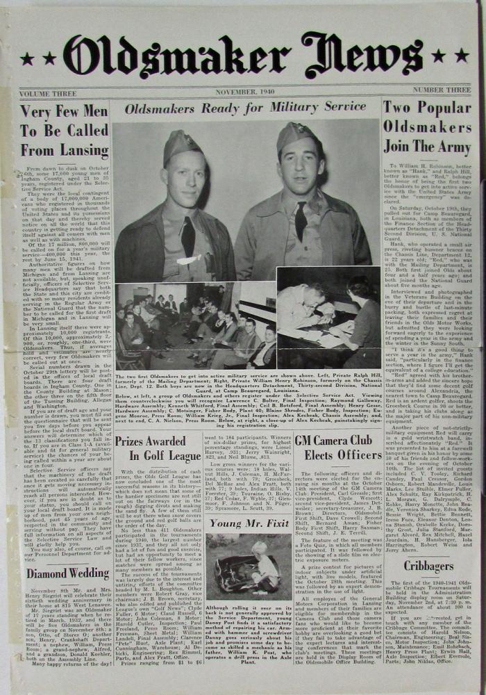 1940 Oldsmobile Oldsmaker News November Vol 3 No 3 Issue Original