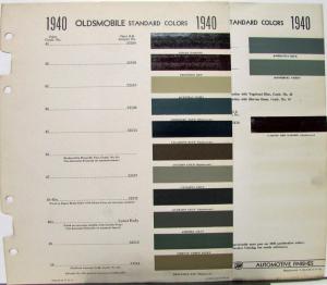 1940 Oldsmobile Standard Colors Paint Chips Sherwin Williams OPEX Original