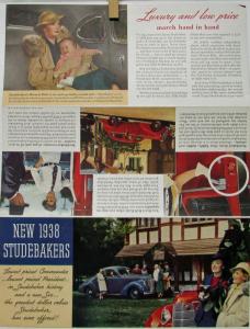 1938 Studebaker Six President 8 Commander Color Sales Brochure Leaflet Original