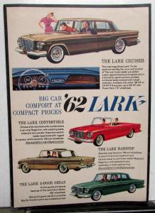 1962 Studebaker Lark With Big Car Comfort Sales Folder Original