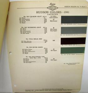 1941 Hudson Color Paint Chips by Acme Proxlin Original
