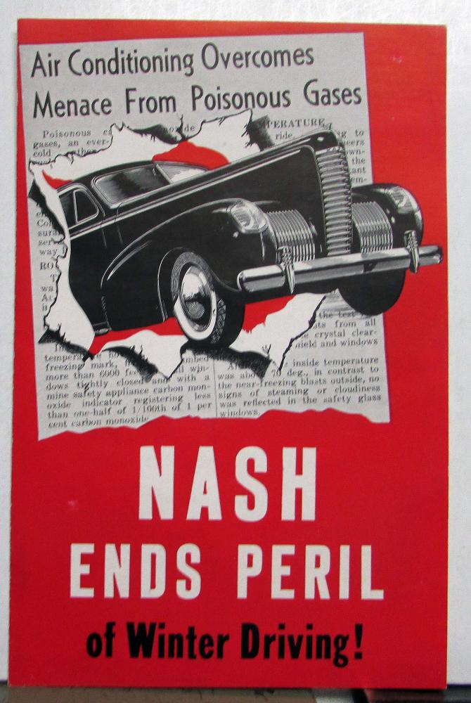 1938 Nash Ends Peril of Winter Driving Sales Folder Original