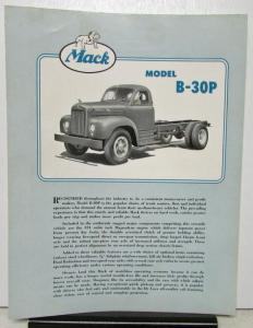 1954 Mack Truck Model B 30P Specification Sheet
