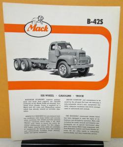 1956 Mack Truck Model B 42S Specification Sheet