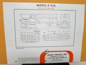 1962 Mack Truck Model B 43X Specification Sheet