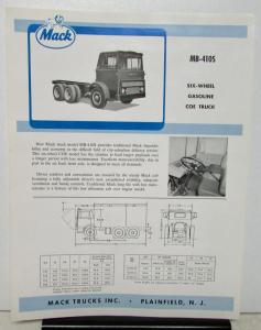 1964 Mack Truck Model MB 410S Specification Sheet
