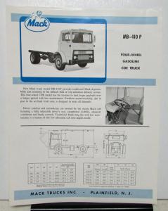 1964 Mack Truck Model MB 410P Specification Sheet