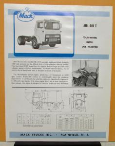 1964 Mack Truck Model MB 401T Specification Sheet