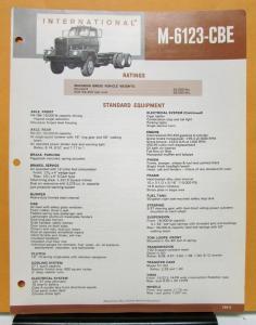 1965 1966 International Harvester Truck Model M 6123 CBE Specification Sheet
