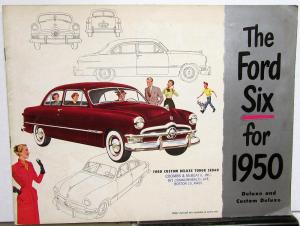 1950 Ford Six Deluxe & Custom Deluxe Sedan Coupe Sales Brochure Original