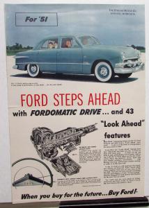 1951 Ford Car Fordomatic Drive Color Sales Folder XL Original