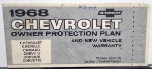 1968 Chevrolet Owner Protection Plan Impala/Caprice V8 Protect-O-Plate Booklet