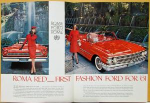 1961 Ford Galaxie Club Victoria Sunliner Roma Red Color Sales Brochure XL Orig