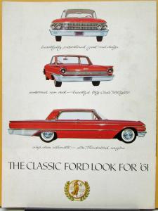 1961 Ford Galaxie Club Victoria Sunliner Roma Red Color Sales Brochure XL Orig