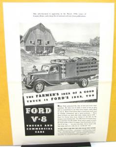 1936 Ford V8 Trucks Ad Proof Country Home Magazine Stake Farm & Ag Use