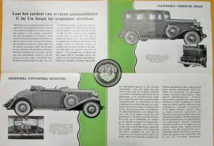 1932 Oldsmobile Sedan & Convertible Roadster DUTCH Text Sales Folder Original