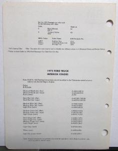 1972 Ford Truck Econoline Commercial Color Paint Chips By RM Original