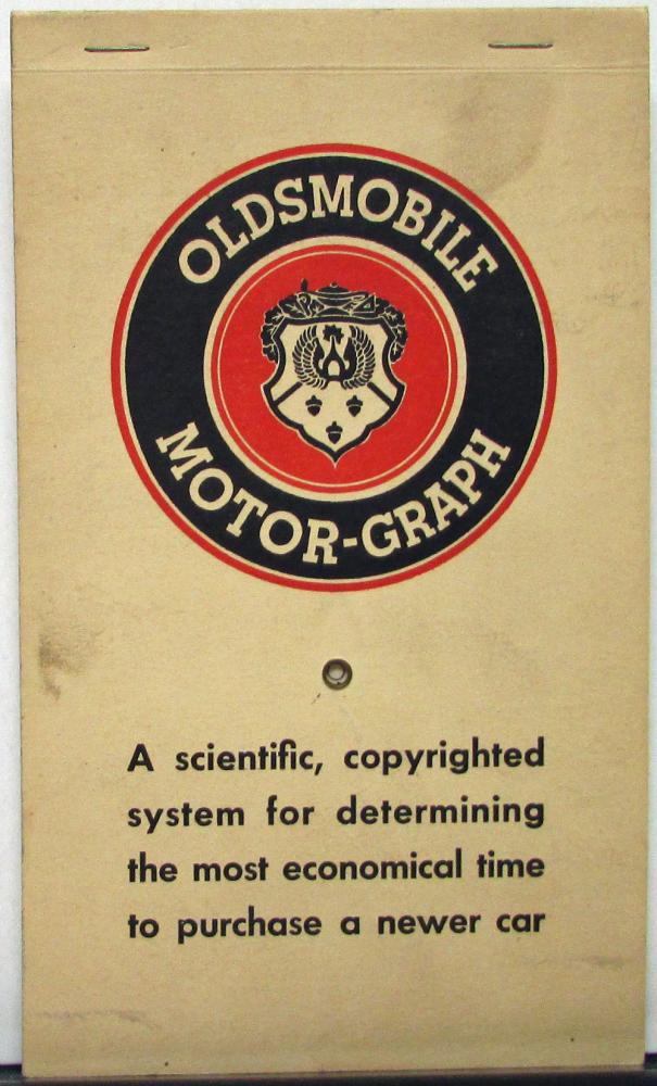 1938 Oldsmobile Motor Graph Book For Analysis of Investment In Newer Car Orig