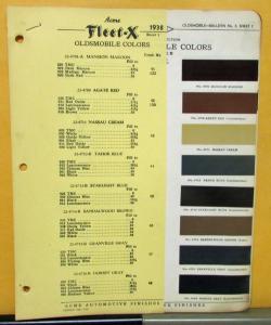 1938 Oldsmobile Acme Fleet-X Color Chips Formulas Paint Original