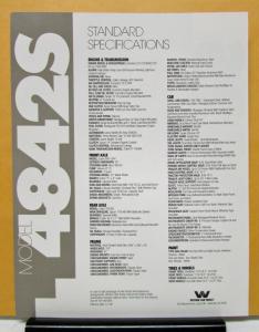 1988 Western Star Truck Model 4842S Sales Brochure and Specifications