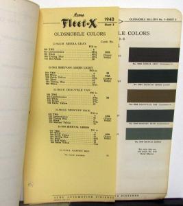 1940 Oldsmobile Color Paint Chips Bulletin Acme Fleet-X Original