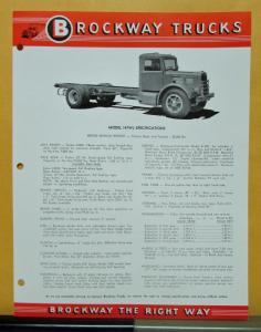 1957 Brockway Trucks Model 147WL Specification Sheet