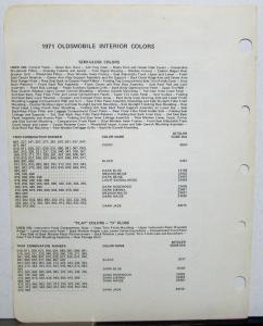 1971 Oldsmobile Paint Chips Original Leaflet PPG