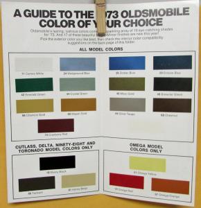 1973 Oldsmobile Paint Chips Sales Folder Original