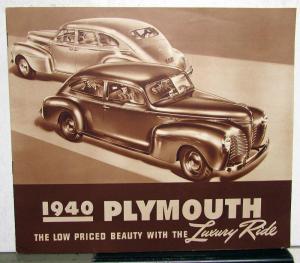 1940 Plymouth Dealer Sales Brochure De Luxe Roadking Browntone Features