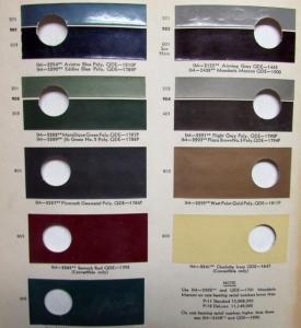 1941 Plymouth Color Paint Chips Leaflet By Ditzler Original