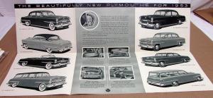 1953 Plymouth Dealer Sales Brochure Folder Greentone Cranbrook Cambridge