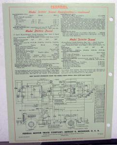 1952 1953 Federal Truck Model D6501 Specification Sheet