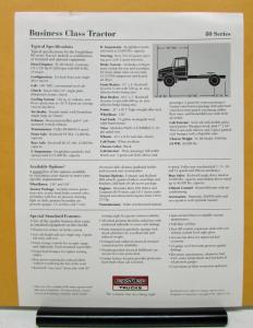 1992 Freightliner Series 80 Business Class Tractor Specification Sheet