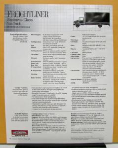 1991 Freightliner Series 70 Business Class Van Truck Specification Sheet
