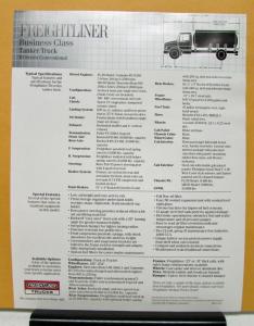 1991 Freightliner Series 70 Business Class Tanker Truck Specification Sheet
