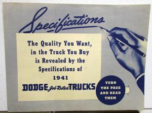 1941 Dodge Trucks Full Line Models & Specifications Sales Folder Original