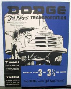 1950 Dodge T & V Models Three & Three And One Half Ton Truck Sales Brochure Orig