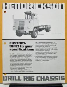 1985 1986 1989 1990 Hendrickson Truck Model VT 100 Drill Rig Specification Sheet