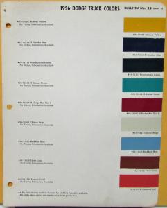 1956 Dodge Truck Dupont Paint Color Chips Original Bulletin 23 Sheet 3