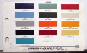 1962 Dodge Truck Color Paint Chips Leaflet Original