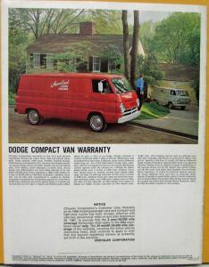 1968 Dodge Truck Compact Wagons A100 and A108 Sales Brochure Original