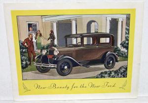 1930 Ford New Beauty ORIGINAL Dealer Sales Brochure Tudor Sedan and Coupe