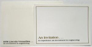 1978 Lincoln Versailles Invitation Sales Folder with Envelope