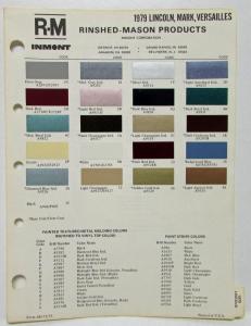 1979 Lincoln Continental Mark and Versailles Paint Chips by Rinshed Mason