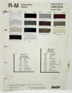 1989 Lincoln & Mark Paint Chips by R-M Automotive Products BASF Corporation