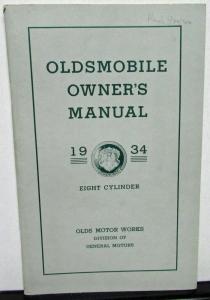 1934 Oldsmobile Eight Owners Manual Care & Operation Instruction Book Nice