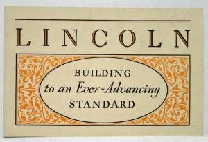 1928 Lincoln Building to an Ever Advancing Standard Sales Folder