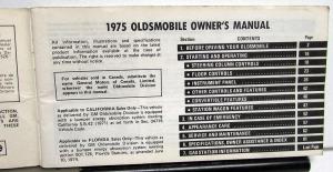 1975 Oldsmobile Owners Manual Delta 88 Custom Cruiser 98 Care & Operation