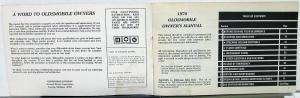 1978 Oldsmobile Owners Manual Toronado Care & Operation